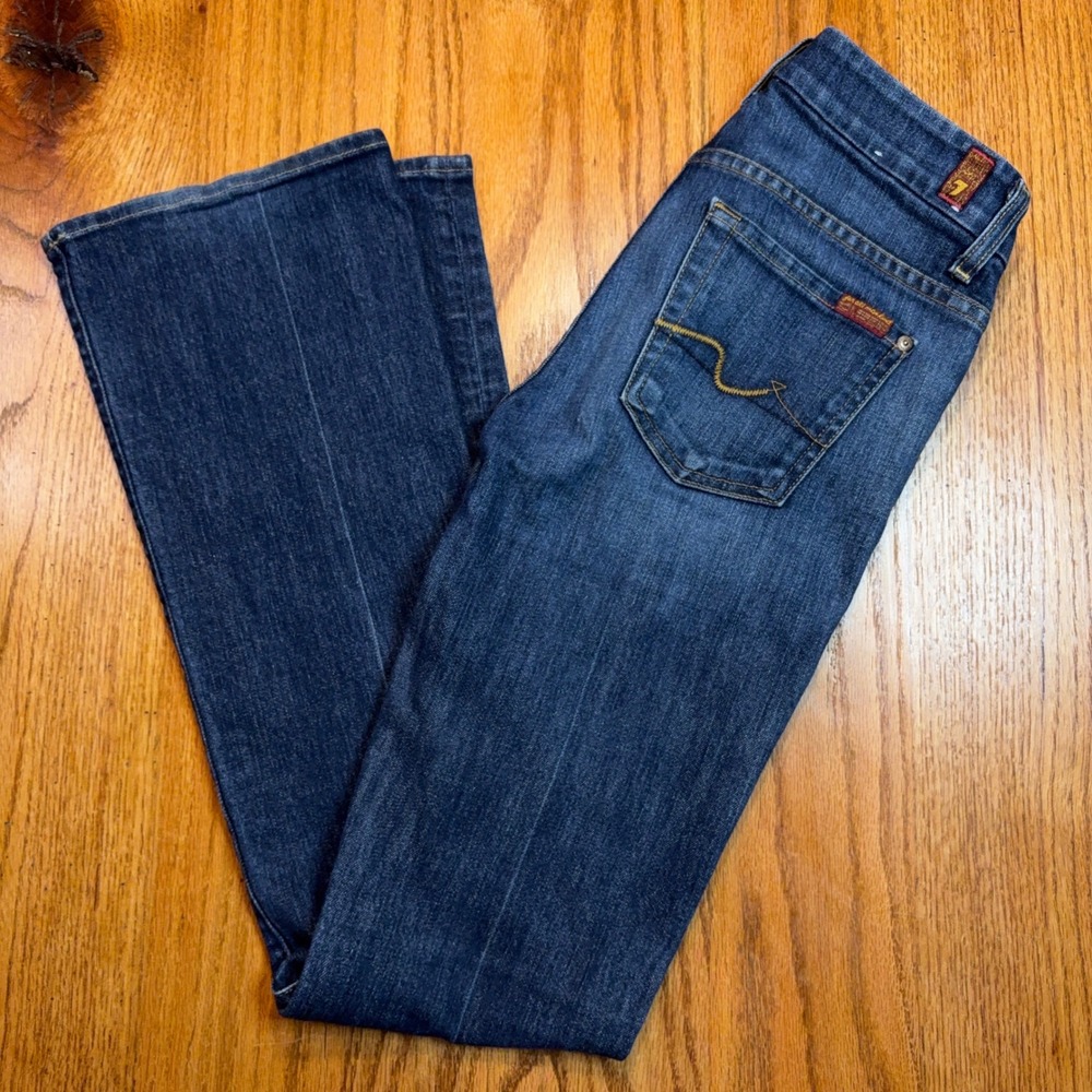 7 For All Mankind Kimmie Bootcut Jeans Womens 26 Dark Wash Stretch Low Rise